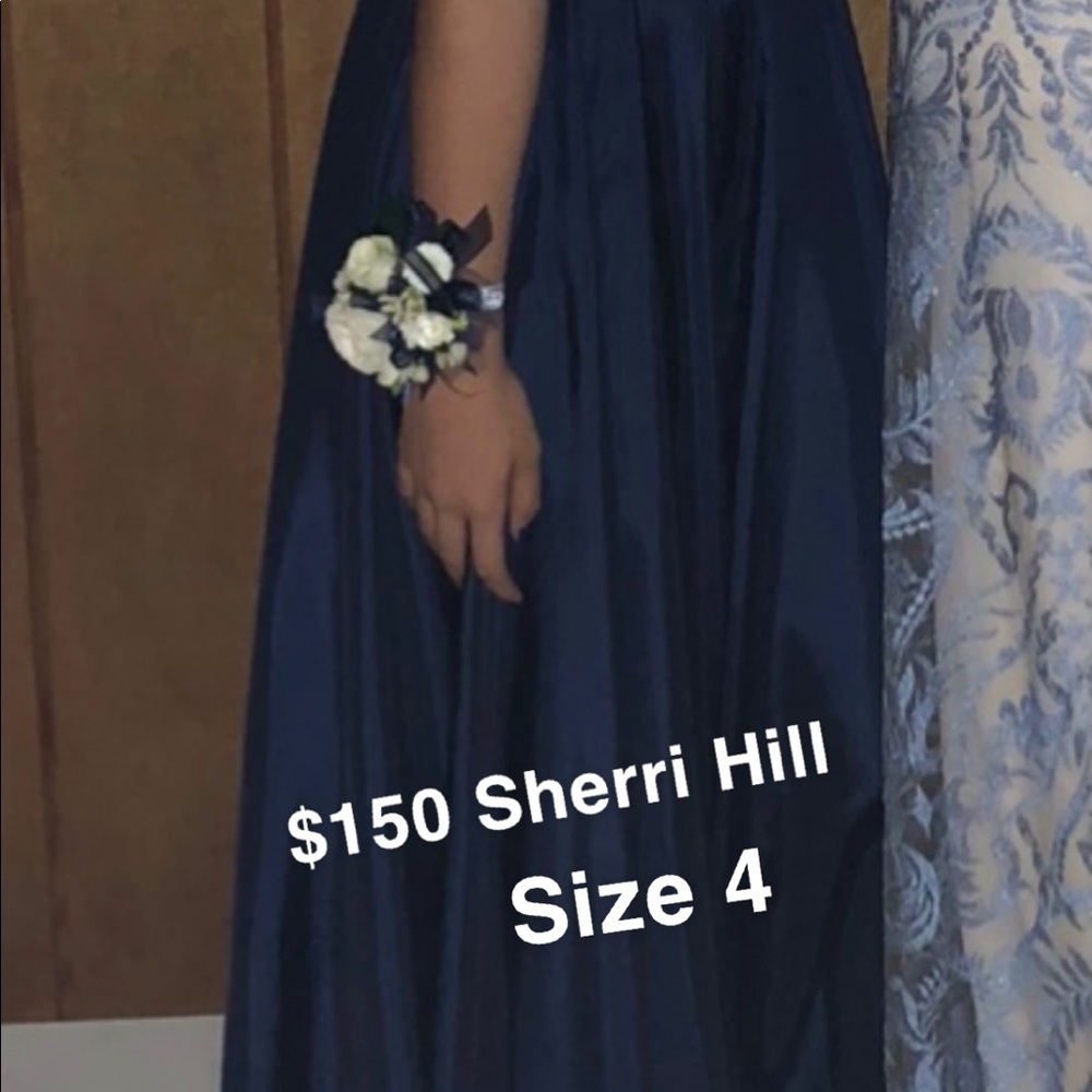 Sherri Hill Long Navy Blue Prom dress size 4